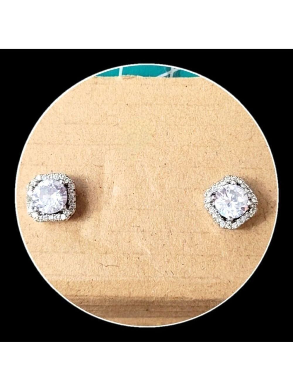 Silver w/ Rhodium Plating Stud Earrings